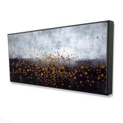 Gold paint splash on gray background