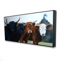 Framed 24 x 48 - 3D - Four highland cows