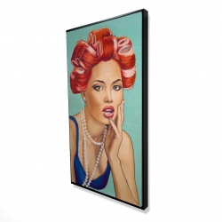 Framed 24 x 48 - 3D - Pin up girl with curlers
