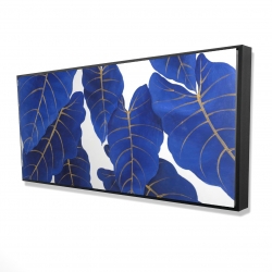 Framed 24 x 48 - 3D - Tropical abstract blue leaves