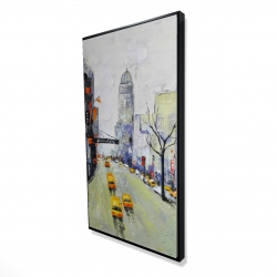 Gray street with yellow and red accents