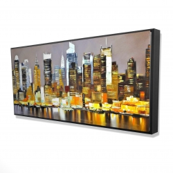 Framed 24 x 48 - 3D - Texturized skyscrapers by night