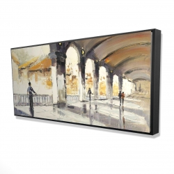 People in a spacious hall
