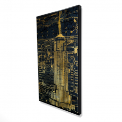 Framed 24 x 48 - 3D - Gold city blue print