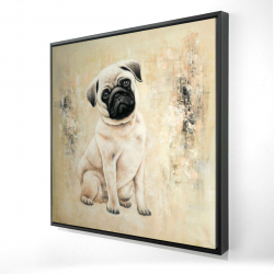 Framed 36 x 36 - 3D - Small pug dog