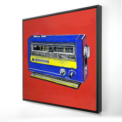 Framed 24 x 24 - 3D - Retro radio alarm