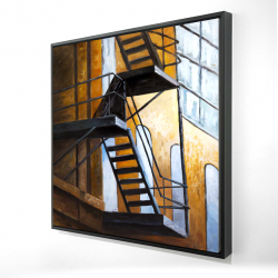 Framed 36 x 36 - 3D - Apartment building escape in nyc