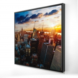 Framed 24 x 24 - 3D - City of new york by dawn