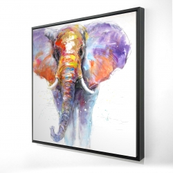 Framed 48 x 48 - 3D - Colorful walking elephant