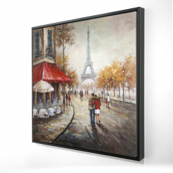 Framed 24 x 24 - 3D - Couple walking in paris street