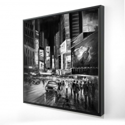 Framed 24 x 24 - 3D - Times square monochrome