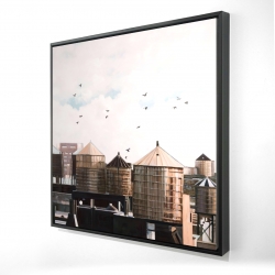 Framed 24 x 24 - 3D - Water towers
