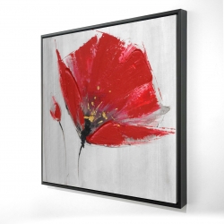 Two red flowers on gray background