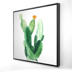 Watercolor paddle cactus with flower