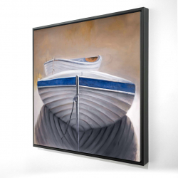 Framed 36 x 36 - 3D - Two canoe boats