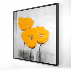 Framed 36 x 36 - 3D - Three yellow flowers