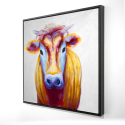 Framed 36 x 36 - 3D - Colorful country cow