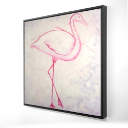 Framed 48 x 48 - 3D - Flamingo sketch