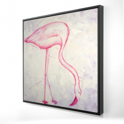 Framed 48 x 48 - 3D - Pink flamingo sketch