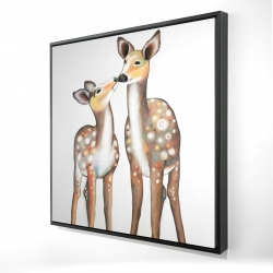 Framed 36 x 36 - 3D - Deer with its fawn