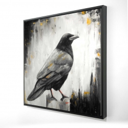 Framed 24 x 24 - 3D - Crow bird