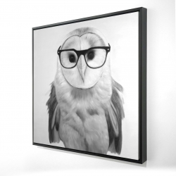 Framed 36 x 36 - 3D - Realistic barn owl with glasses