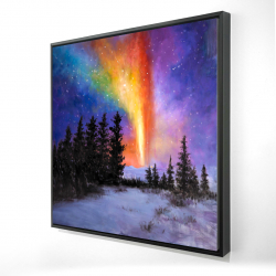 Framed 36 x 36 - 3D - Aurora borealis in the forest
