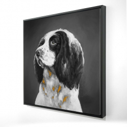 Framed 36 x 36 - 3D - English springer spaniel dog