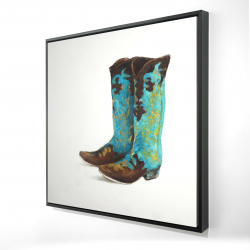 Framed 48 x 48 - 3D - Blue cowboy boots
