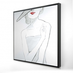 Framed 36 x 36 - 3D - Woman with hat