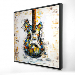 Framed 24 x 24 - 3D - Abstract colorful guitar