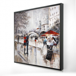 Framed 48 x 48 - 3D - Young couple hugging in the street