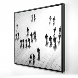 Overhead view of people on the street