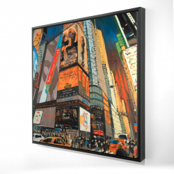 Framed 36 x 36 - 3D - Illuminated new york city street