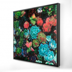 Framed 36 x 36 - 3D - Set of colorful succulents