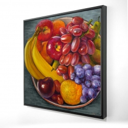 Framed 36 x 36 - 3D - Bowl of fruits