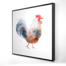 Framed 24 x 24 - 3D - Watercolor rooster