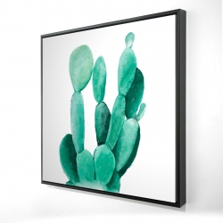 Framed 36 x 36 - 3D - Watercolor paddle cactus