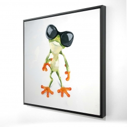 Framed 36 x 36 - 3D - Funny frog with sunglasses
