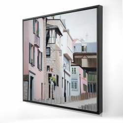 Framed 36 x 36 - 3D - Street in montmartre in paris
