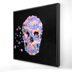 Framed 24 x 24 - 3D - Skull of flowers in flight