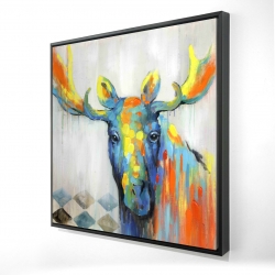 Framed 24 x 24 - 3D - Colorful abstract moose