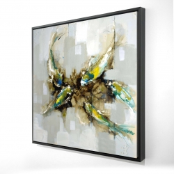 Framed 48 x 48 - 3D - Four abstract koi fishes