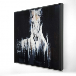 Abstract white horse on black background