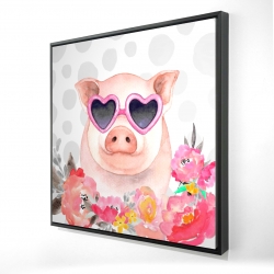Framed 24 x 24 - 3D - Little pig in love