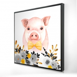 Framed 24 x 24 - 3D - Chic pig