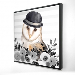 Framed 48 x 48 - 3D - Owl detective