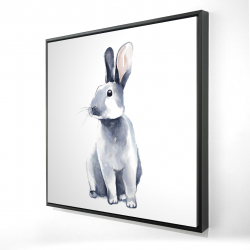 Framed 36 x 36 - 3D - Gray curious rabbit