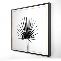 Framed 24 x 24 - 3D - Cabbage palm leaf with rose lines