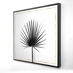 Framed 36 x 36 - 3D - Cabbage palm leaf with gold lines